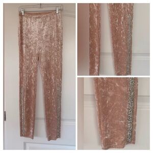 VENUS Blush Velvet Leggings with Rhinestone Detail